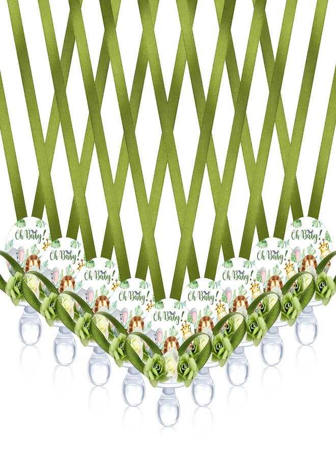 Quelay 60 Pcs Baby Shower Pacifier Necklace Cute Jungle Animal Acrylic Baby Pacifiers with Delicate Flowers for Baby Shower Decoration Table Distribution Party Favors (Jungle Animal) - Image 1